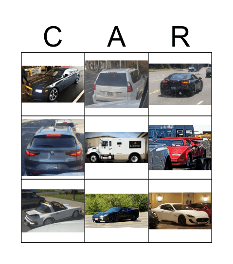 Kelly's Cars Bingo Card