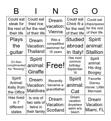 NEW HIRE BINGO Card