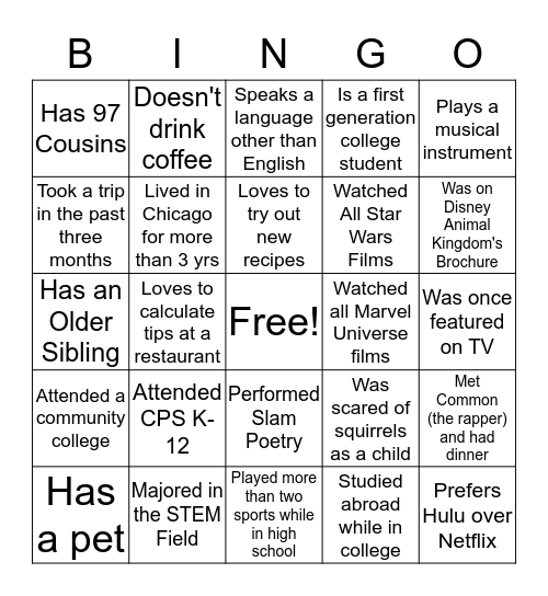 Meet Bottom Line Advisors Bingo Card