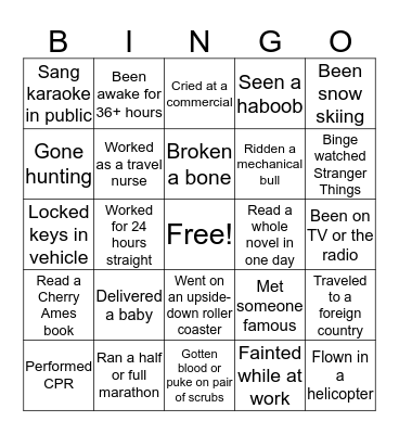 Have you ever? Bingo Card