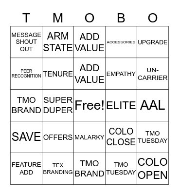 TMOBO NPS Bingo Card