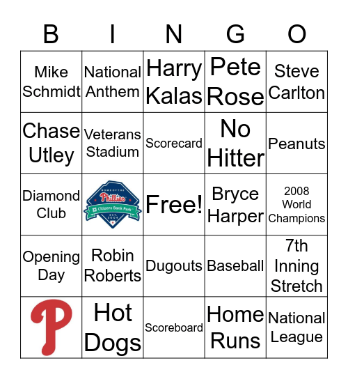 Phillies BINGO Card