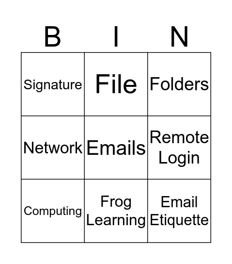 Year 7 Core Skills Bingo Card