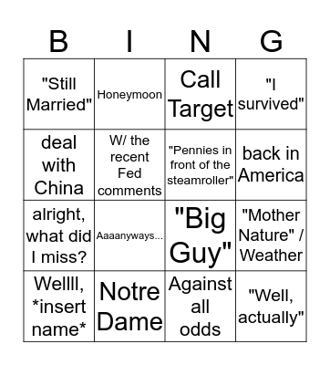 Walker Bingo Card