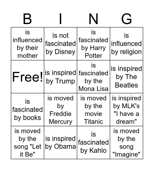 Find someone who... Bingo Card
