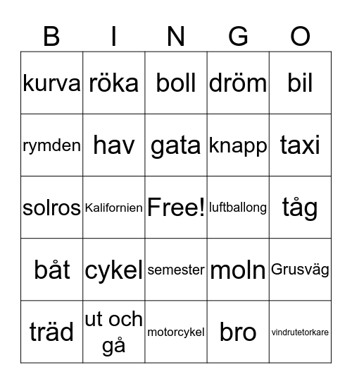 Roadtrip 2019 Bingo Card