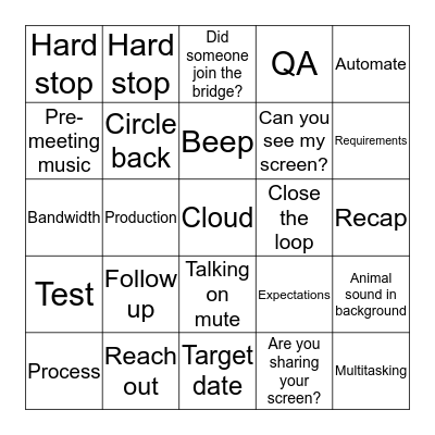 Conference Call Bingo Card