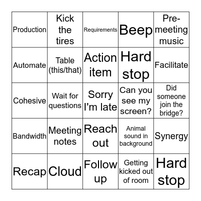 Conference Call Bingo Card