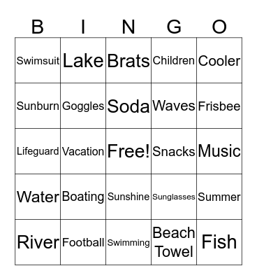 Beach Day Bingo Card