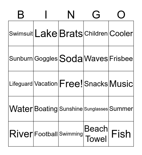 Beach Day Bingo Card