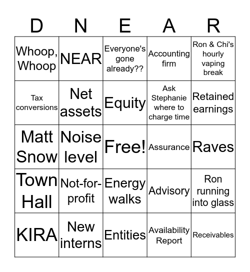 DHG "NEAR" Bingo Card