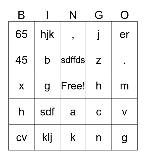 Estimation Bingo Card