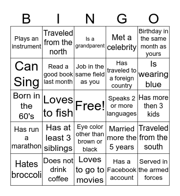 Shelton Family Reunion Bingo Card