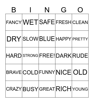 ESL Level 2 - Words Bingo Card