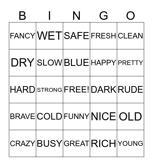 ESL Level 2 - Words Bingo Card
