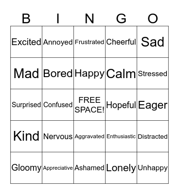 Feelings Bingo! Bingo Card