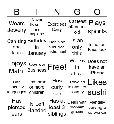 HILTON GARDEN INN SAN MATEO Bingo Card