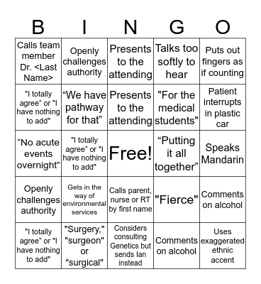 Rounds Bingo Card