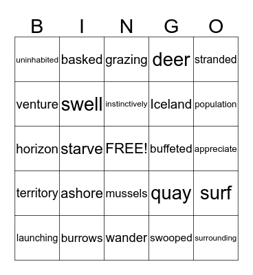 Theme 4 Vocabulary Bingo Card