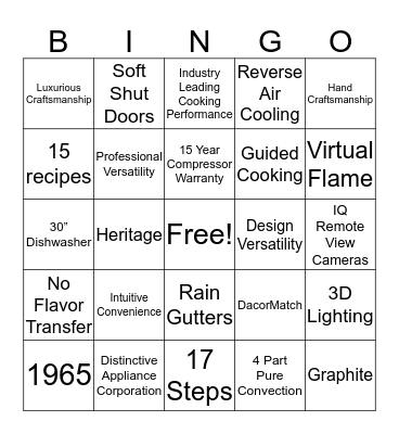 Dacor Bingo Card