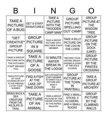 ADVENTURE CAMP Bingo Card