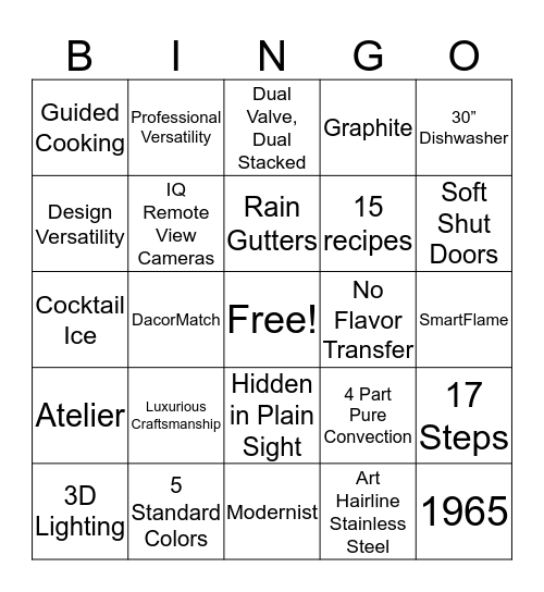 Dacor Bingo Card