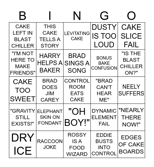 BIG BAKE BINGO Card