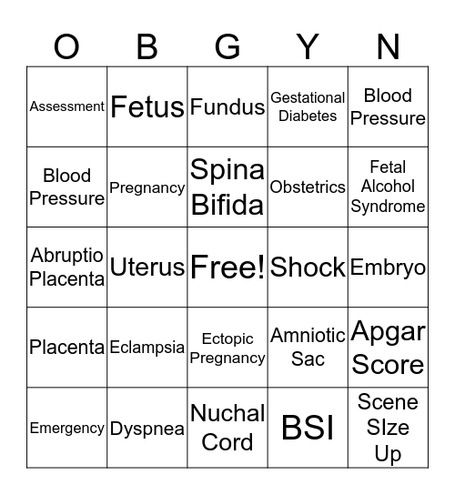 EMTS19 OBYGN BINGO Card