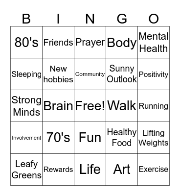 Super Ager Bingo Card