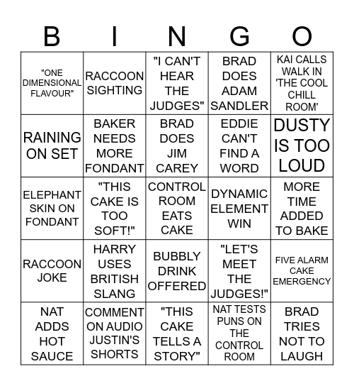 BIG BAKE BINGO Card