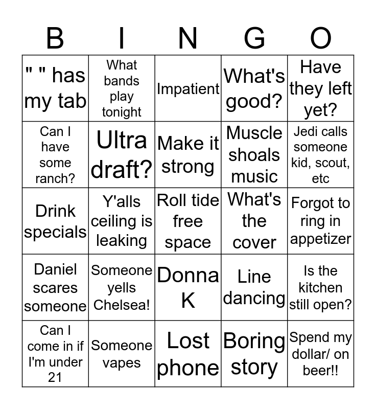 Flobama Handy Week Bingo Card