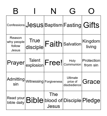 Bible Bingo Card