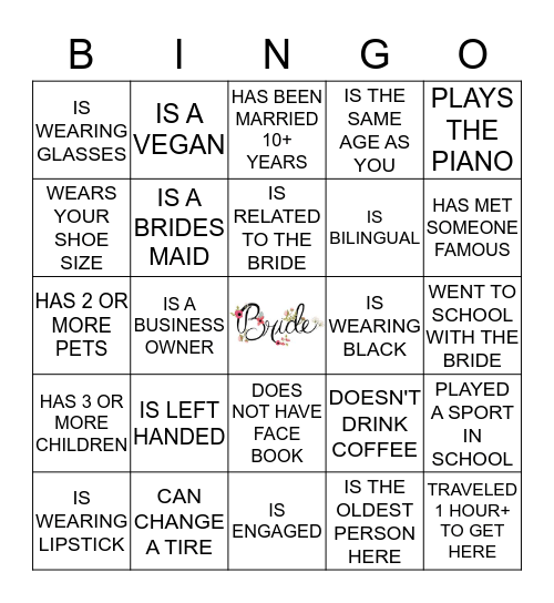 Find the Guest BINGO Card