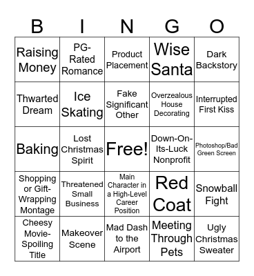 Hallmark Movies Bingo Card