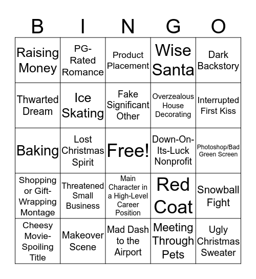 Hallmark Movies Bingo Card