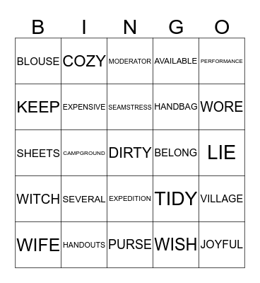 GROUP A1 Bingo Card