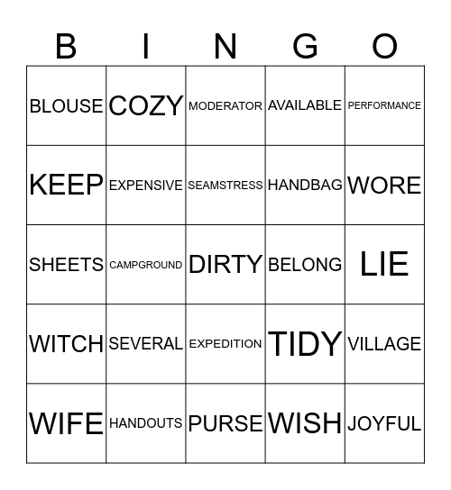 GROUP A1 Bingo Card