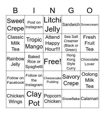 SNOWFLAKE Bingo Card