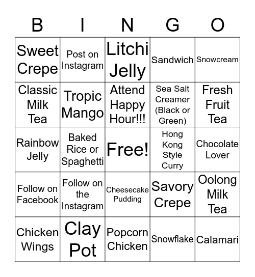 SNOWFLAKE Bingo Card