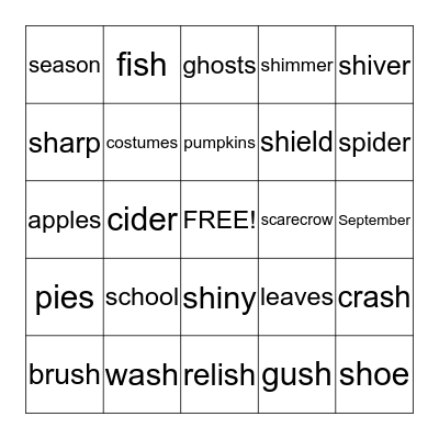 Ssssss and Shhhhh Bingo! Bingo Card