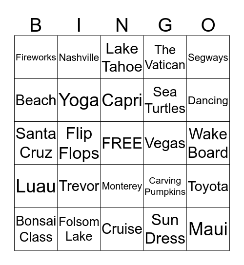 A Day in the Life of Breanne Bingo Card