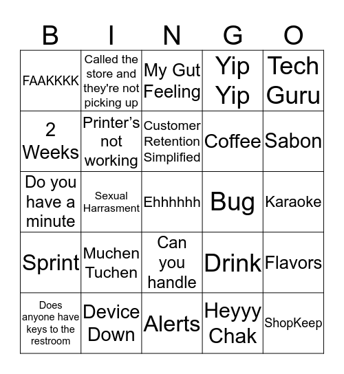 AppCard-isms Bingo Card