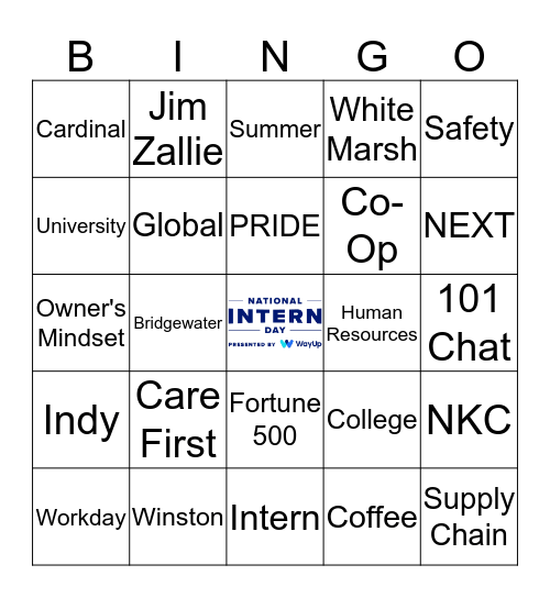 Happy National Intern Day! Bingo Card