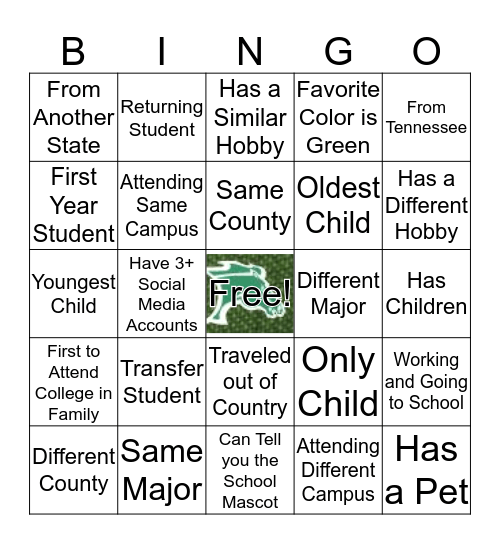 Columbia State Community College Bingo Card