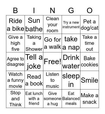 Self Care  Bingo Card