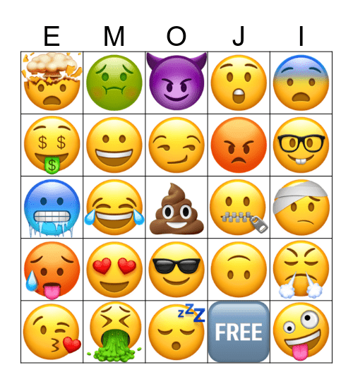 Face Emoji Bingo Card