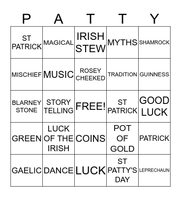 ST PATRICK'S DAY Bingo Card