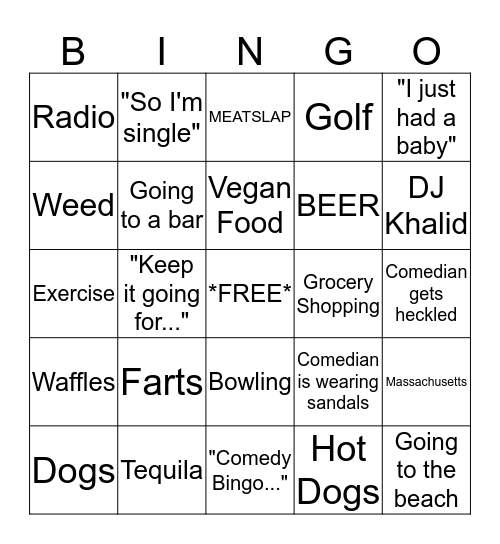 COMEDY BINGO Card