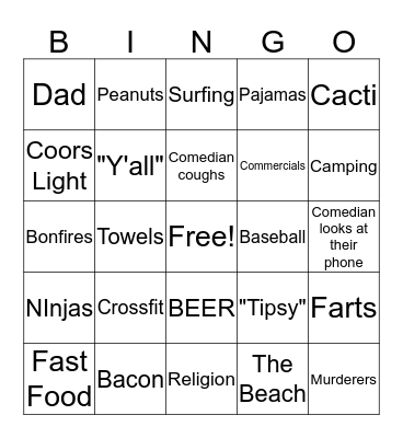 COMEDY BINGO Card