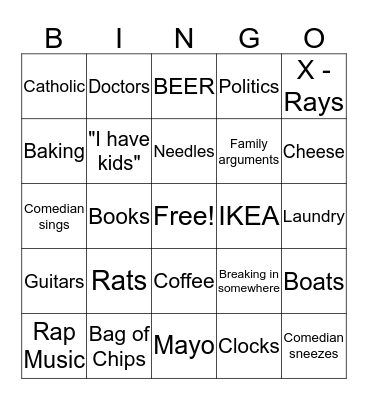 COMEDY BINGO Card